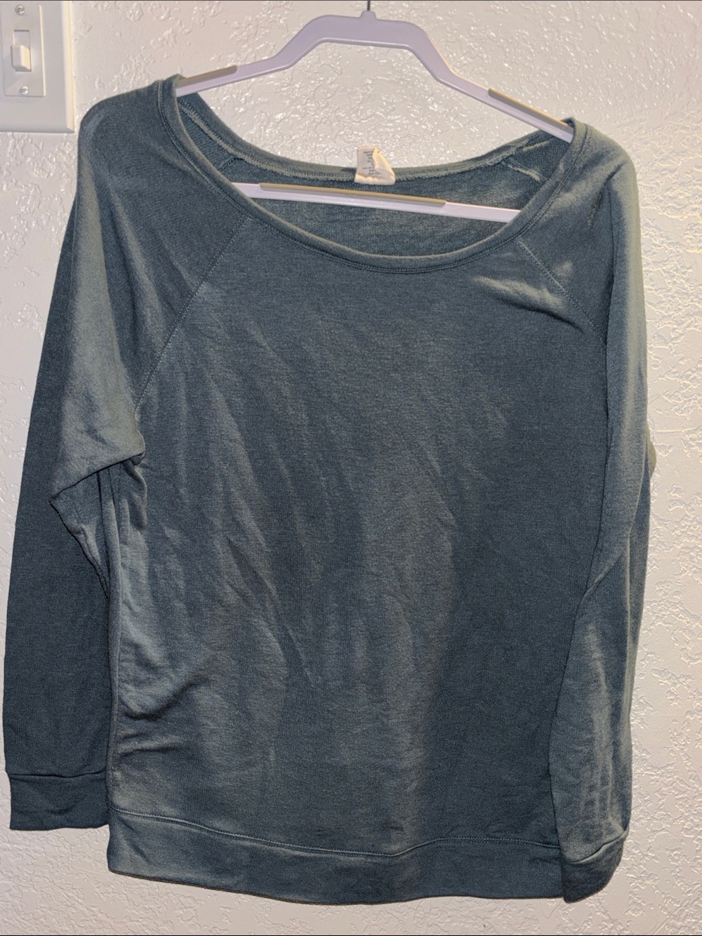 Full Tilt Slate Green Boatneck Pullover Sweatshirt
